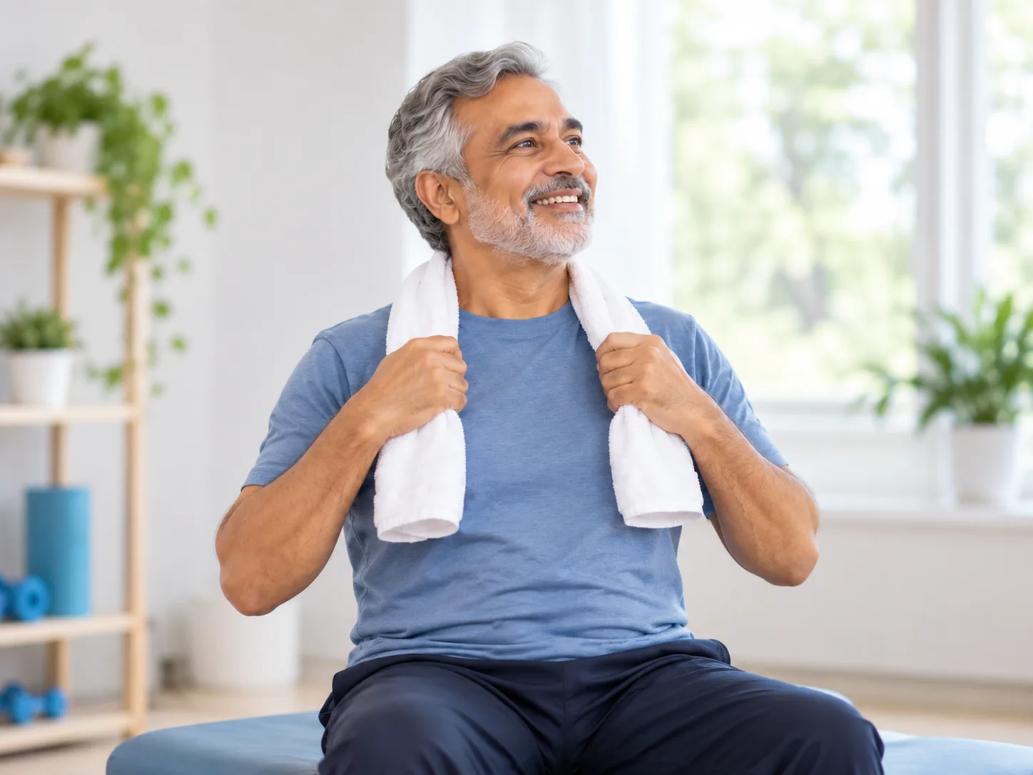 Older man recovering comfortably after surgery