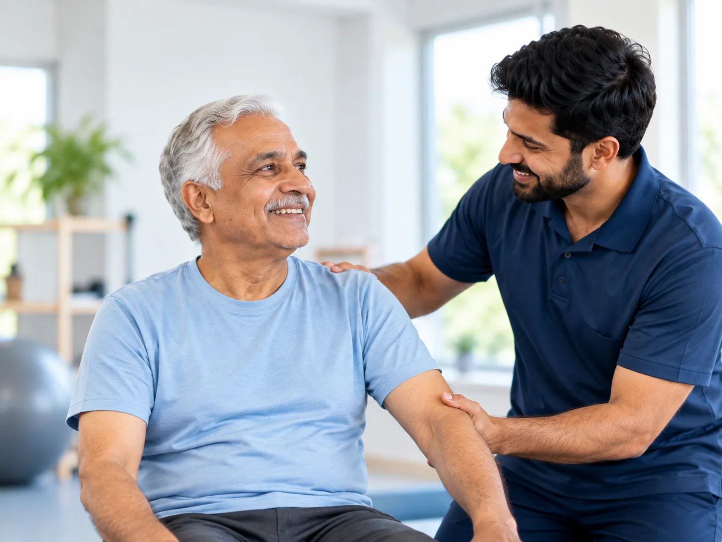 Patient working with a clinician after a stroke